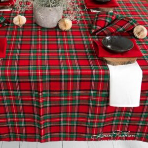 Linen cotton red tablecloth.