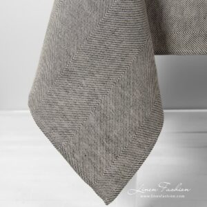 Linen cotton tablecloth in herringbone pattern