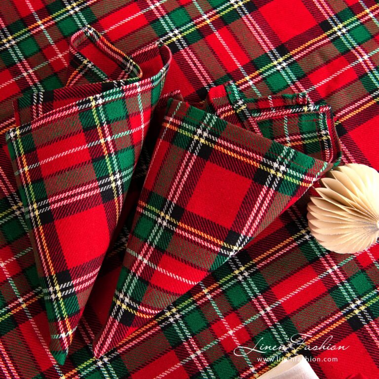 Scarlet checked napkin.