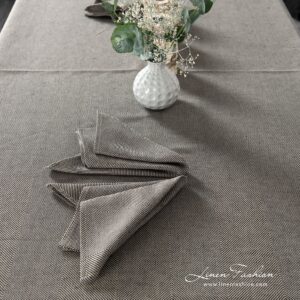 Linen cotton napkin in herringbone pattern