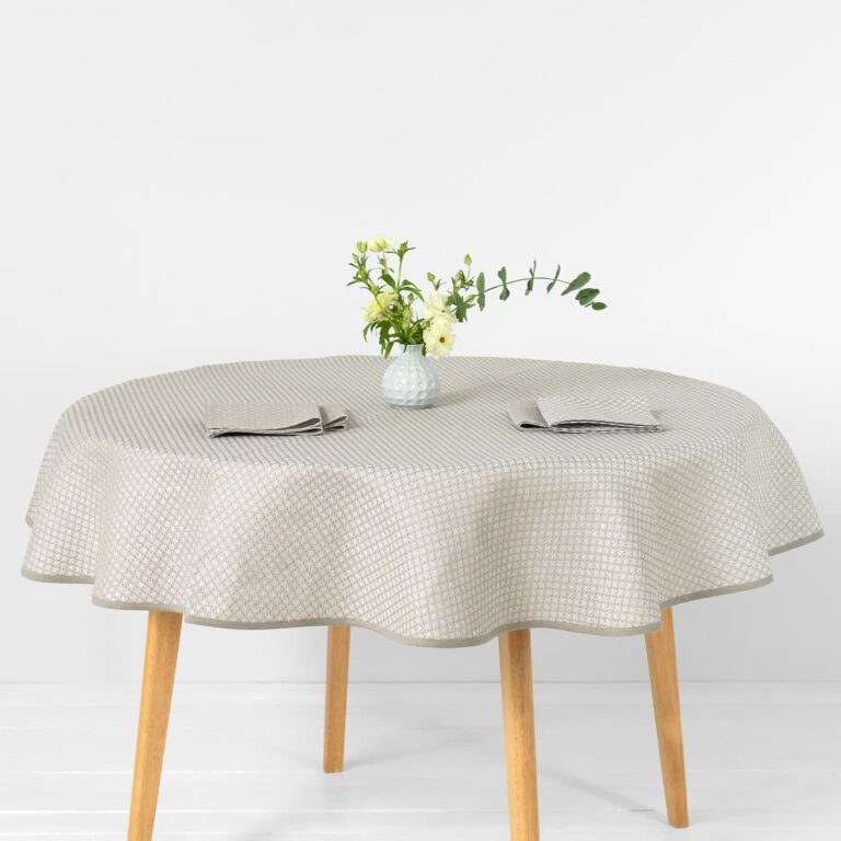 Round/oval linen cotton beige tablecloth, main
