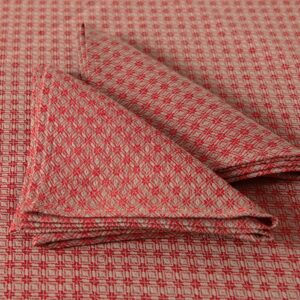 Round/oval linen cotton red tablecloth with napkins