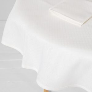 Round/oval linen cotton white tablecloth, product photo