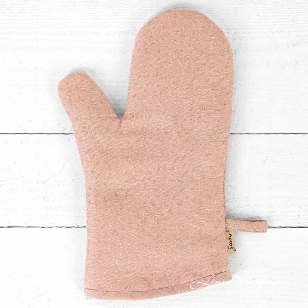 CANDY rosy linen cotton kitchen gloves