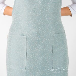 CANDY blueish green linen cotton apron with pockets
