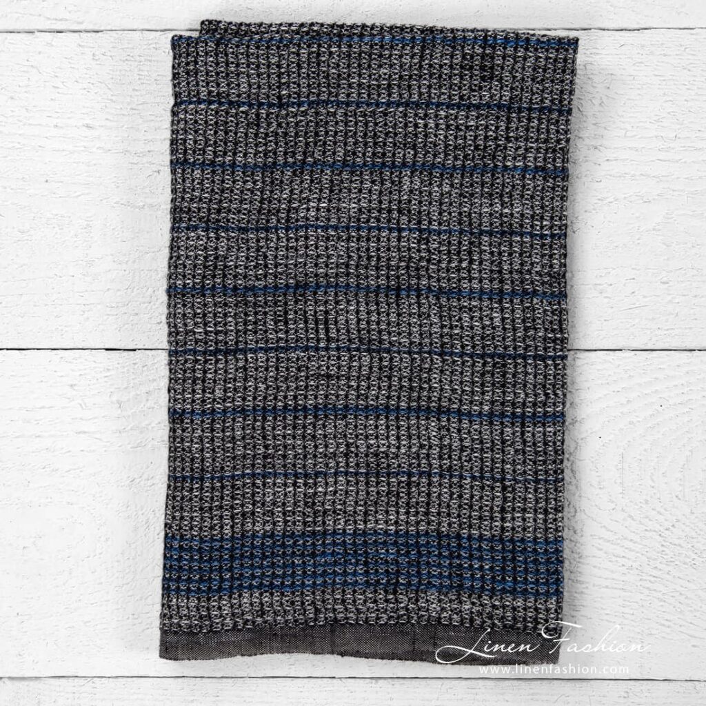 Black kitchen towel in waffle weave