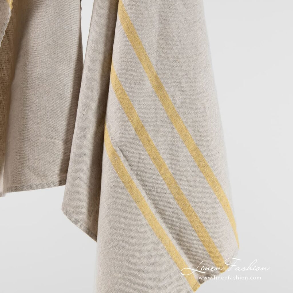 VILLA natural color linen towel with stripes