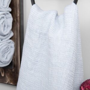 PURO light blue linen towel in waffle pattern