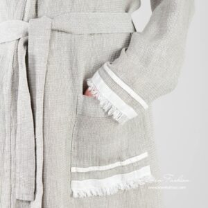 100% linen robe for women, grey.