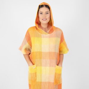 BINGO Pončo oranžové kárované