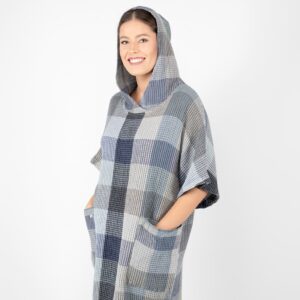 BINGO Pončo sivo-modré kockované