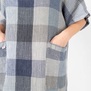 BINGO Pončo sivo-modré kockované