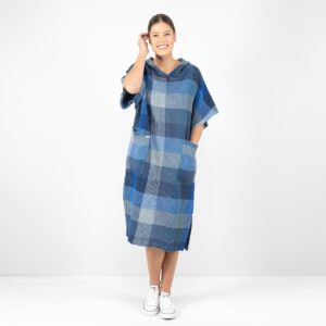 BINGO Pončo modré kockované