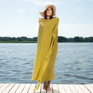Yellow linen beach towel