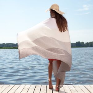Linen cotton beach towel in fine delicate design