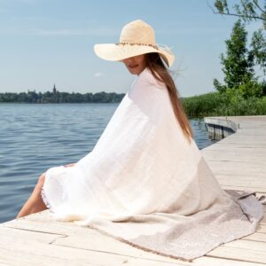 Linen cotton beach towel, specially washed to increase softness