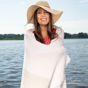 Linen cotton beach towel in wide stripes