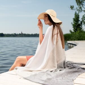 Linen cotton beach towel specially washed to increase softness