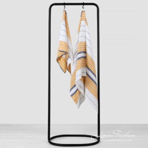 bath towel white with stripes.