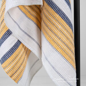 bath towel white with stripes, waffle design.