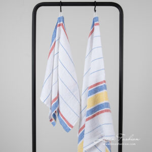 Linen cotton white striped bath towel, different sizes.