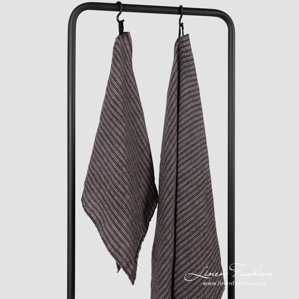Linen brown striped bath towel, different sizes.
