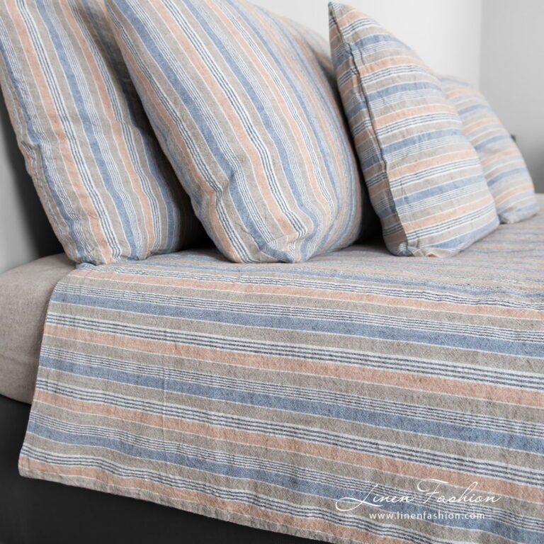 linen cotton bedlinen in stripes, duvet cover.