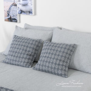 linen cotton blue grey bedlinen with cushion covers from Alabama collection.