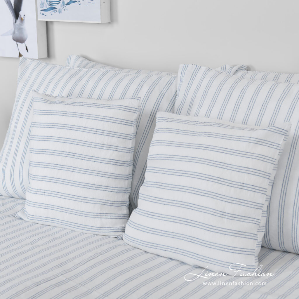 linen cotton white striped bedlinen, pillow cases all sizes.