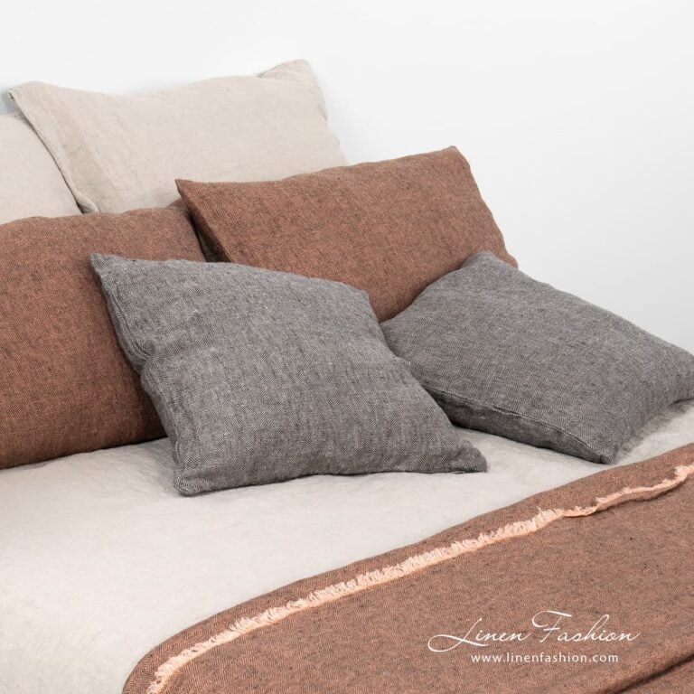 Grey linen cushion cover, leila.