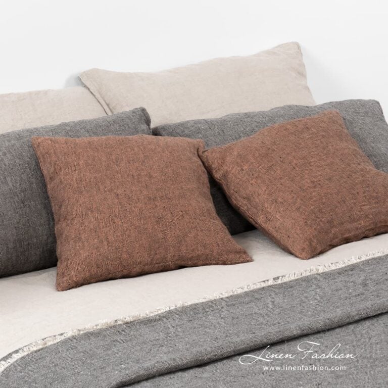 Brown linen cushion cover, leila.
