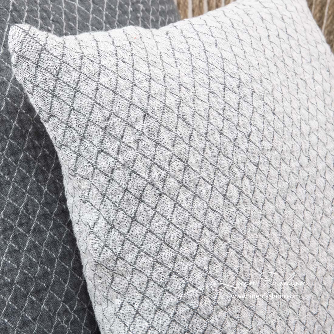 White linen cushion cover, SIENNA.