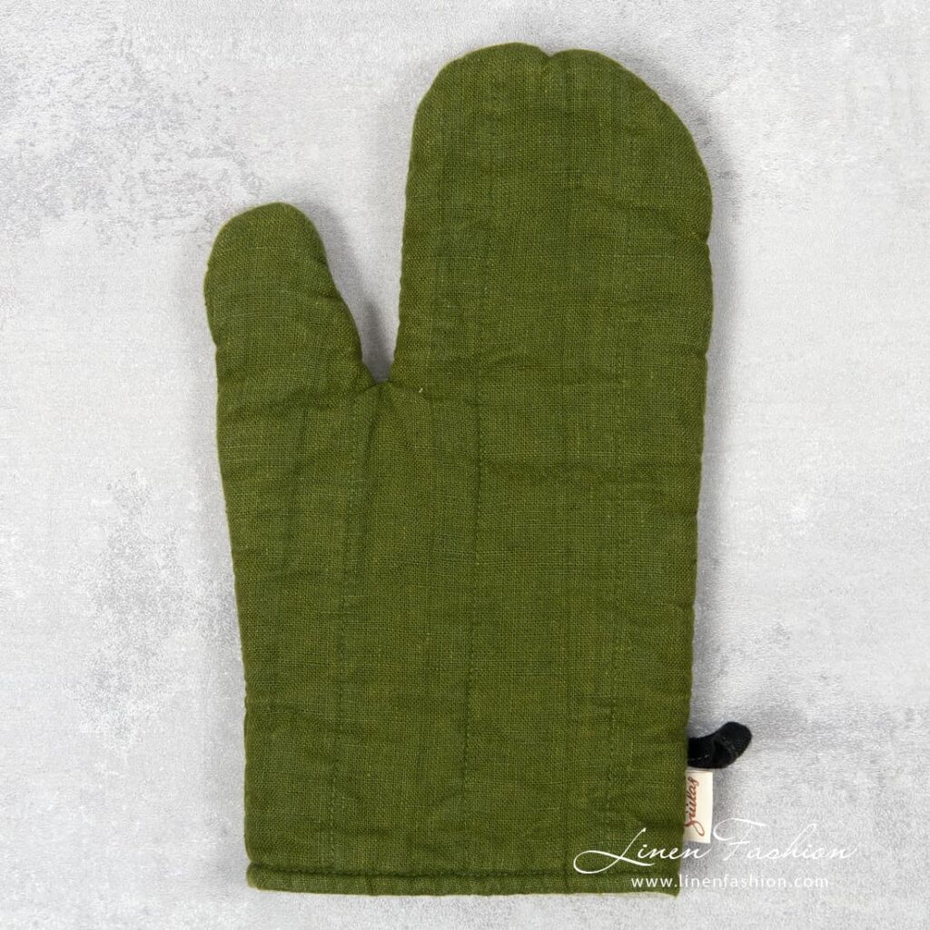 Green linen oven glove, JAZZ.