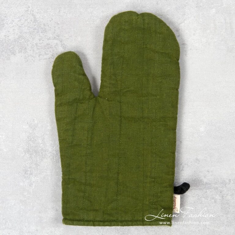 Green linen oven glove, JAZZ.