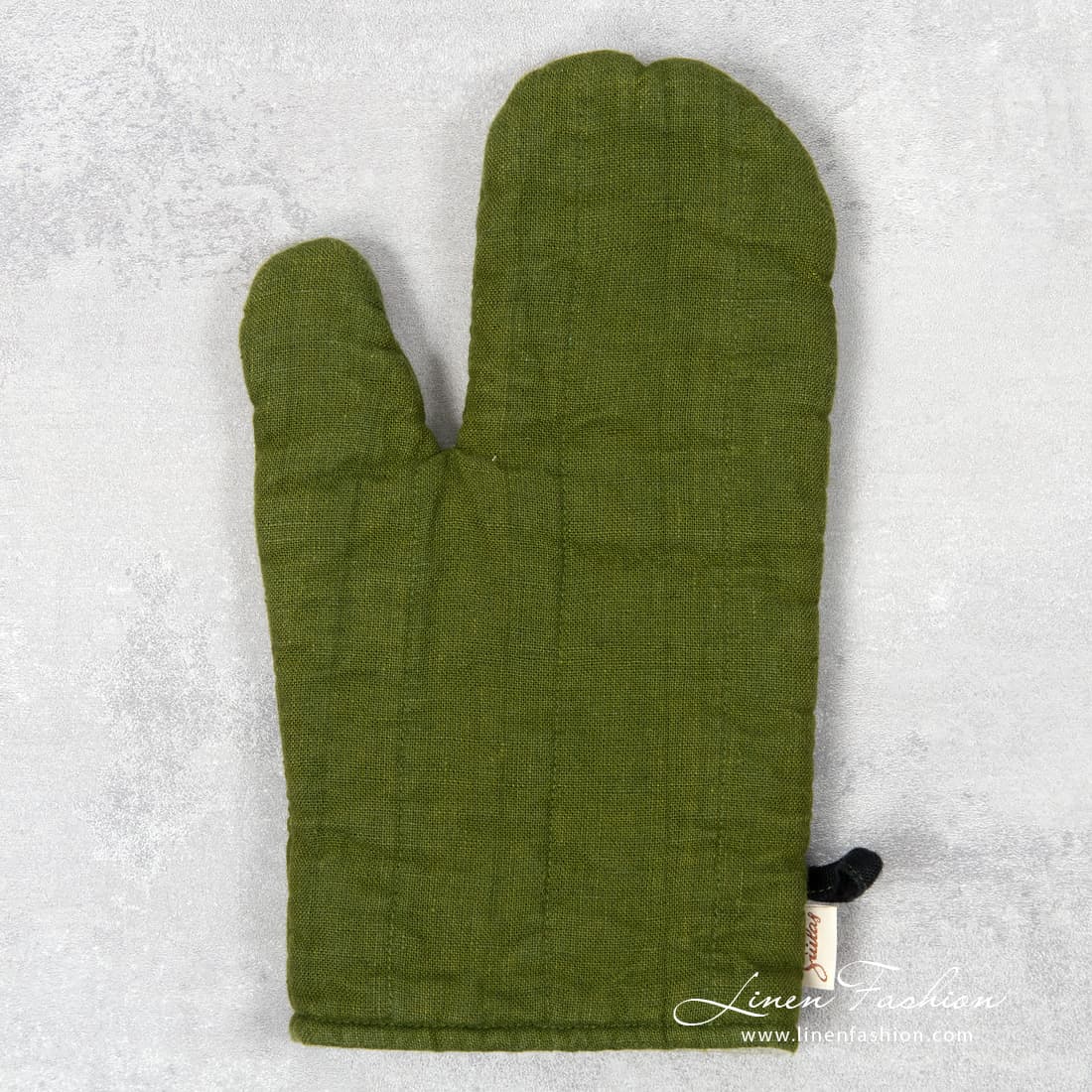 Green linen oven glove, JAZZ.