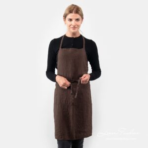 Dark brown linen apron, gamma.