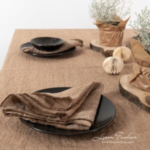 Brown linen napkin.