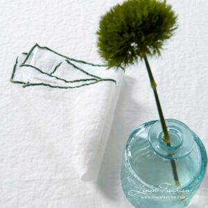 ARVO white linen napkin with Babylock stitch in green color