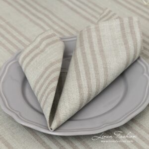Striped greenish linen cotton napkin