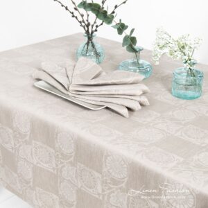 BOTANIC brownish linen tablecloth