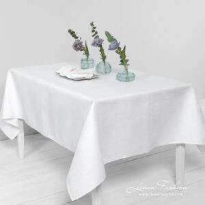 BOTANIC white linen tablecloth
