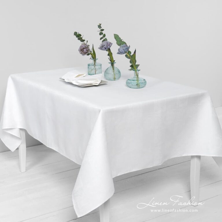 BOTANIC white linen tablecloth