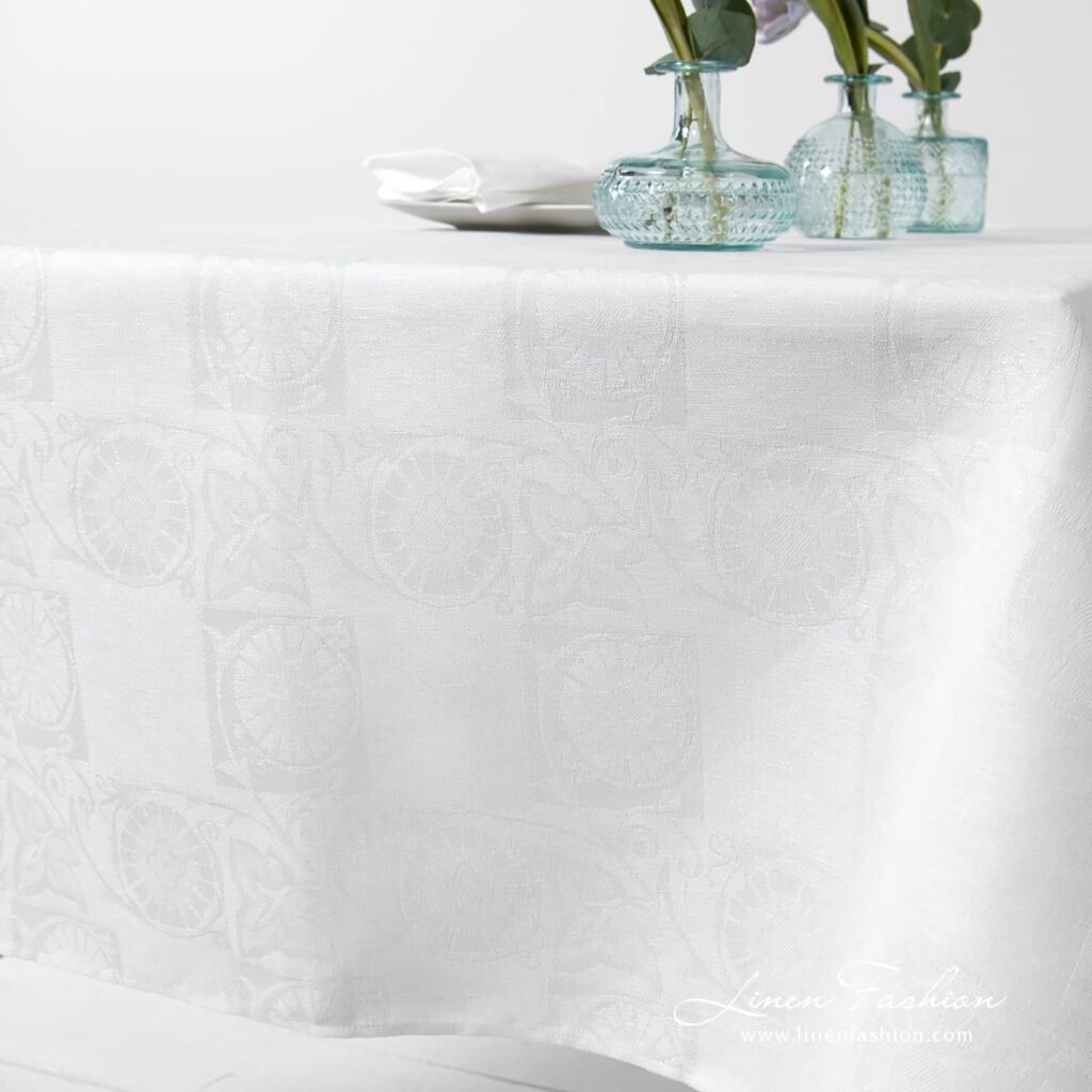 BOTANIC optical white linen cotton tablecloth