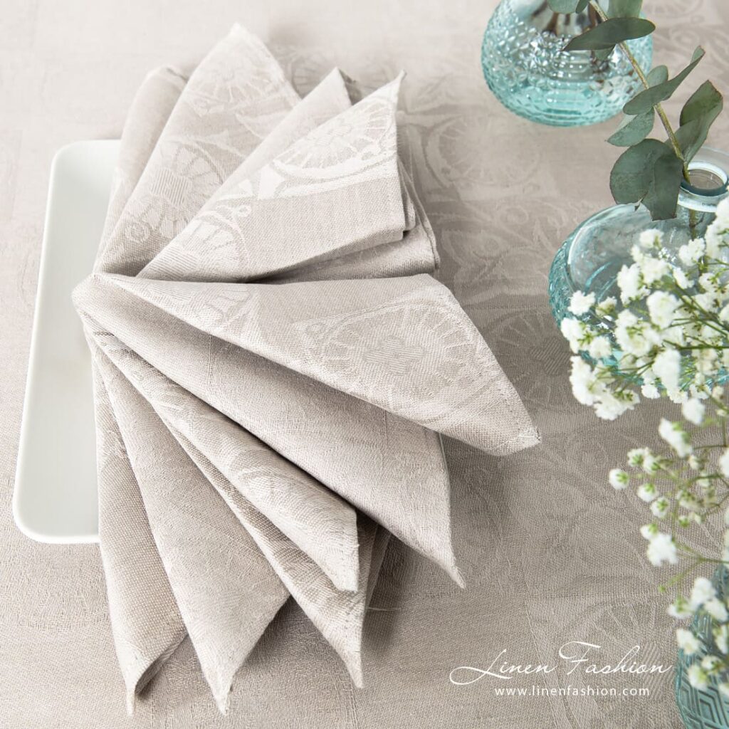 BOTANIC jacquard brownish linen napkin
