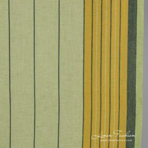 Greenish linen fabric in stripes