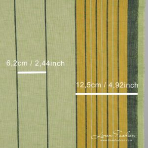 Greenish linen fabric in stripes, perfect for kitchen textile