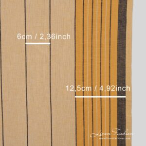 Yellow linen cotton fabric with stripes