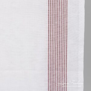 Brown striped white narrow linen cotton fabric.
