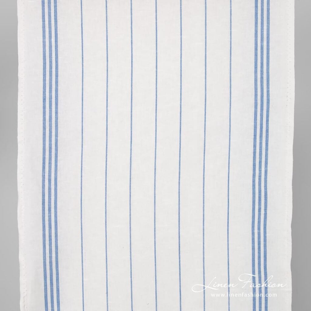 Linen cotton white striped fabric