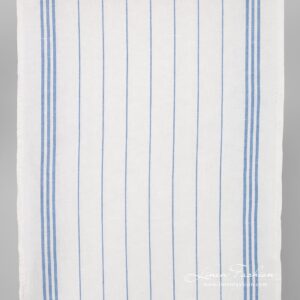 Linen cotton white striped fabric